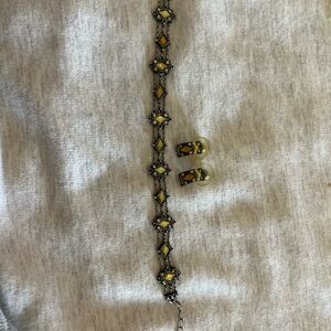 Chic Silver and Yellow Bracelet Set